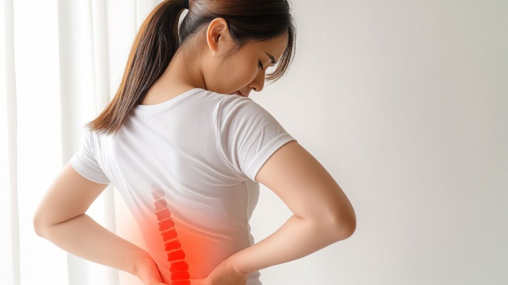 立ちっぱなしで腰が痛む女性