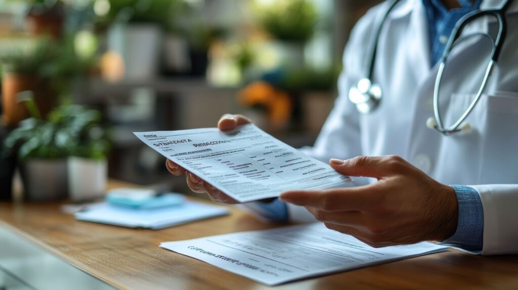 交通事故の治療費について説明している医師